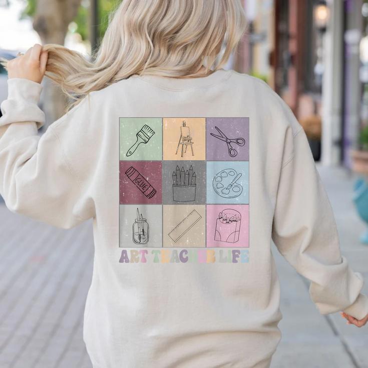 Art Teacher Life Retro Groovy Teaching Future Artists Women's Sweatshirt Back Print Art Teacher Life Retro Groovy Teaching Future Artists Women's Sweatshirt Back Print