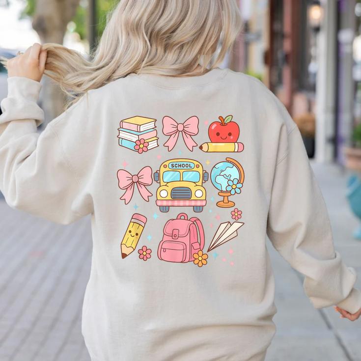 Back To School Coquette Teacher Women Girl Kindergarten PreK Women's Sweatshirt Back Print Back To School Coquette Teacher Women Girl Kindergarten PreK Women's Sweatshirt Back Print