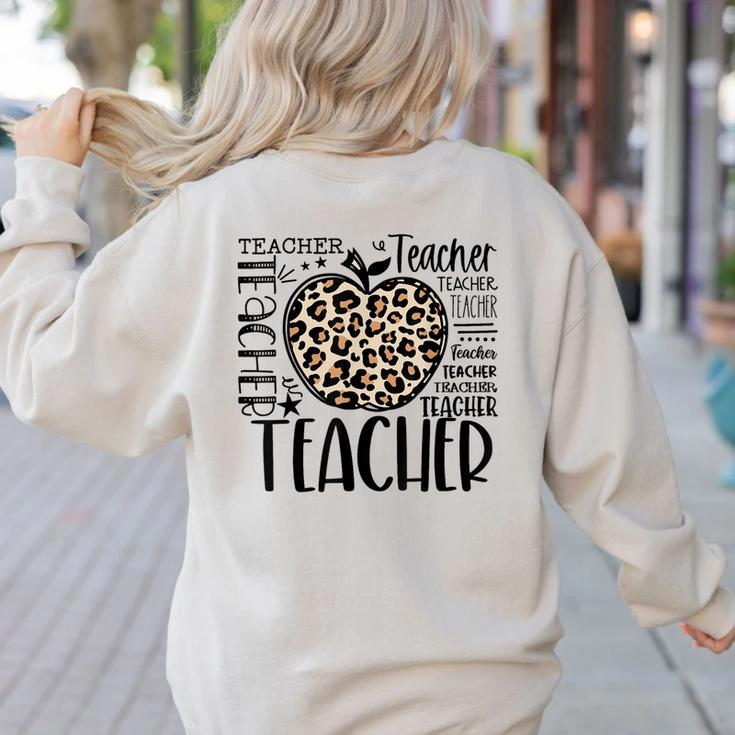 Back To School Teacher Life Apple Leopard Teacher Women Women's Sweatshirt Back Print Back To School Teacher Life Apple Leopard Teacher Women Women's Sweatshirt Back Print