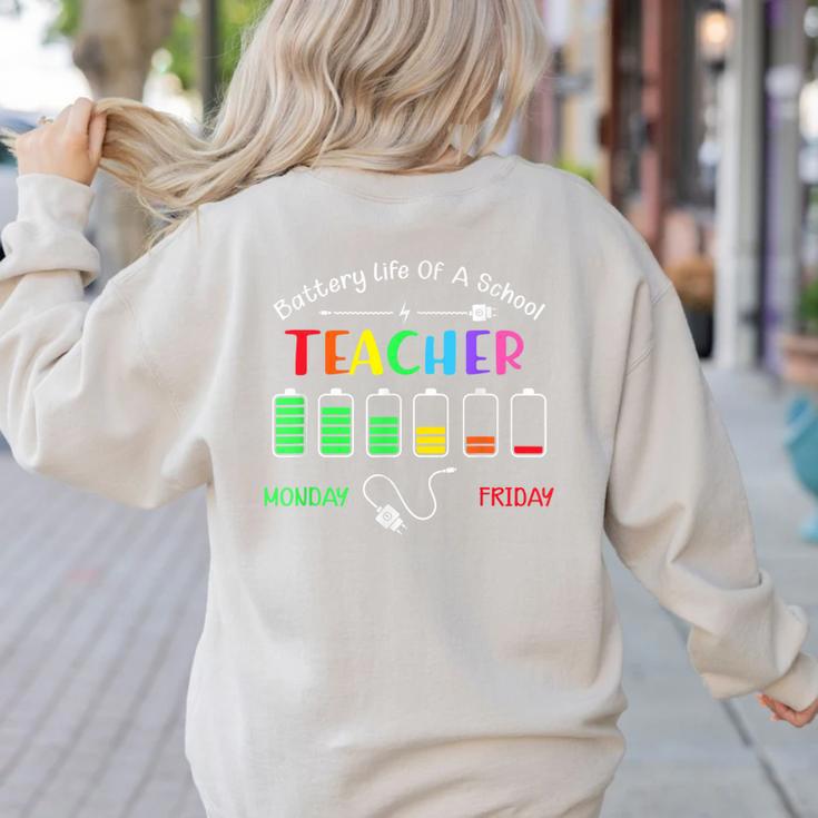 Battery Life Of A School Teacher Monday To Friday For Men Women Women's Sweatshirt Back Print