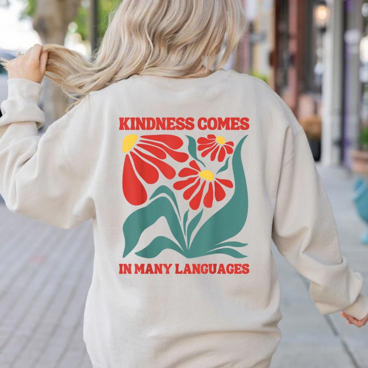 Boho Flower ESL Teacher Kindness Comes In Many Languages Women's Sweatshirt Back Print Boho Flower ESL Teacher Kindness Comes In Many Languages Women's Sweatshirt Back Print
