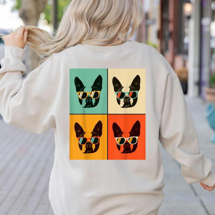 Bostie Dog Lover Boston Terrier With Sunglasses For Men Women Girls Kids Women's Sweatshirt Back Print