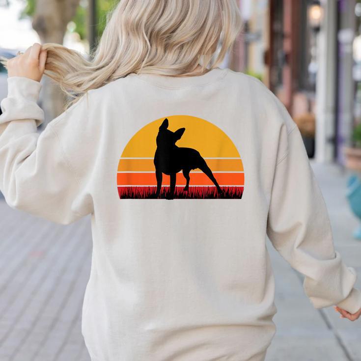 Boston Terrier Bostie Sunset Retro Dog Pet Mom Dad Women's Sweatshirt Back Print
