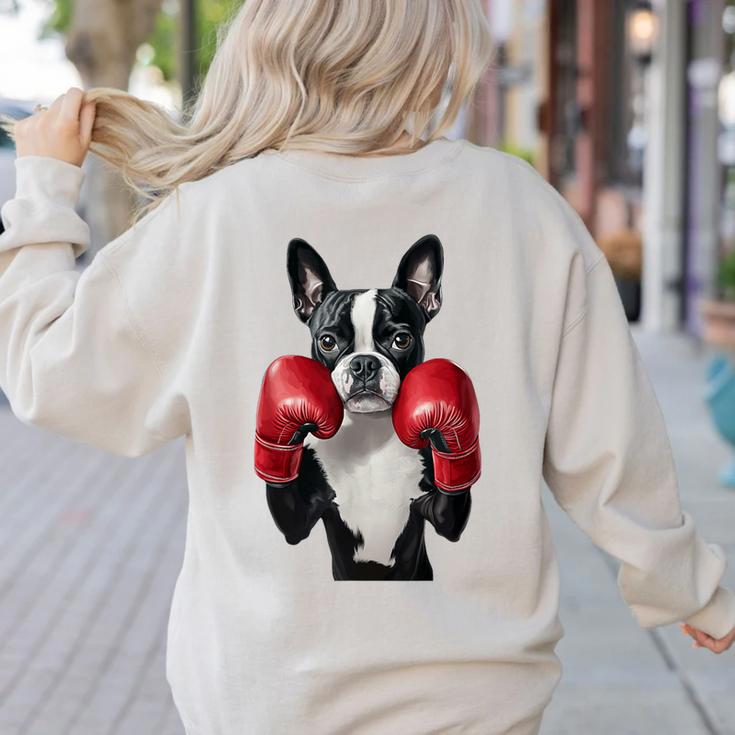 Boston Terrier Boxing Women's Sweatshirt Back Print