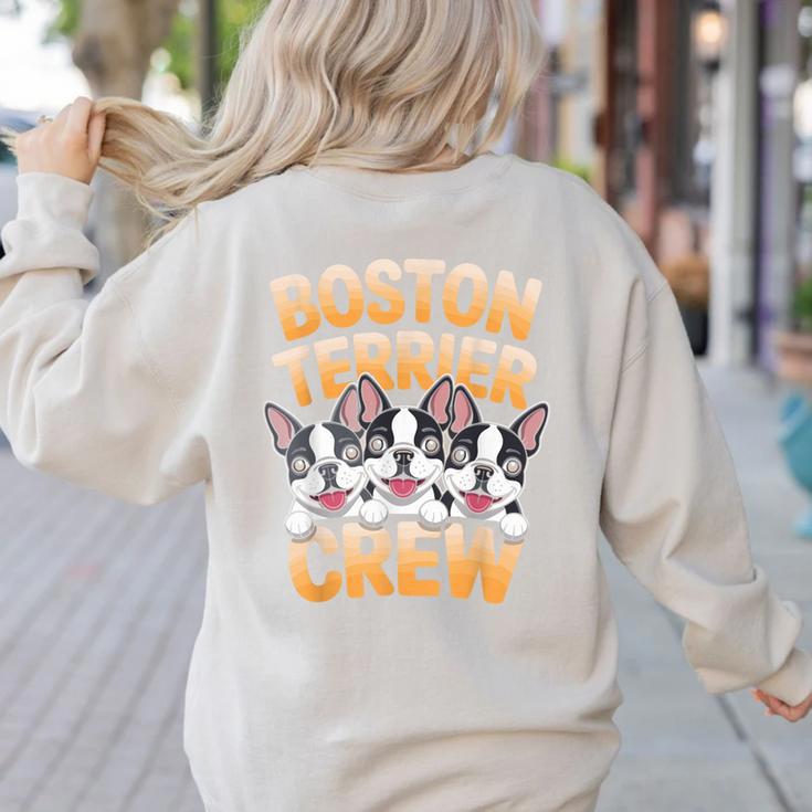 Boston Terrier Crew Cartoon For Dog Owner Pet Boston Terrier Women's Sweatshirt Back Print