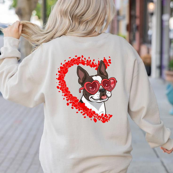 Boston Terrier Dog Mom Dad Valentine’s Day Pet Lover For Men Women Kids Women's Sweatshirt Back Print