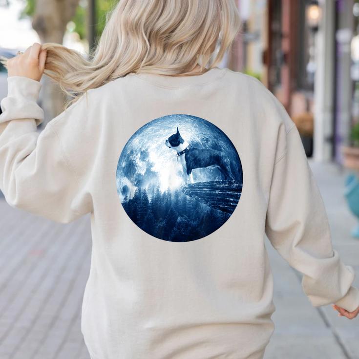 Boston Terrier Dog Moon Dog Mom Dad Women Men Dog Lovers Women's Sweatshirt Back Print