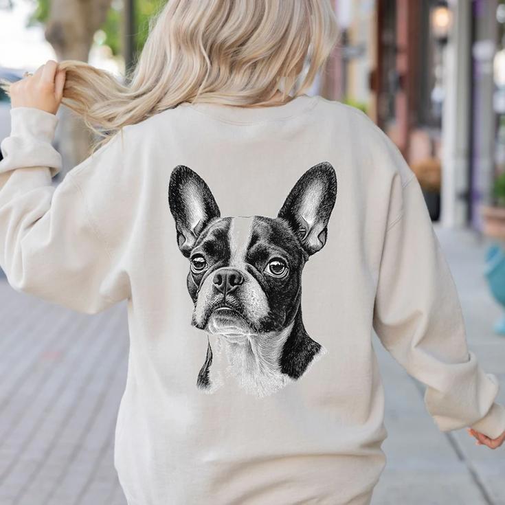 Boston Terrier Dog Motif Pet Illustration Boston Terrier For Men Women Kids Women's Sweatshirt Back Print