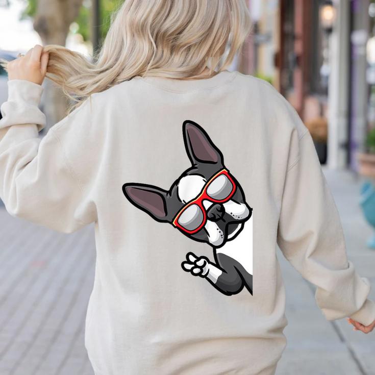 Boston Terrier Dog From Side Boston Bull Women's Sweatshirt Back Print