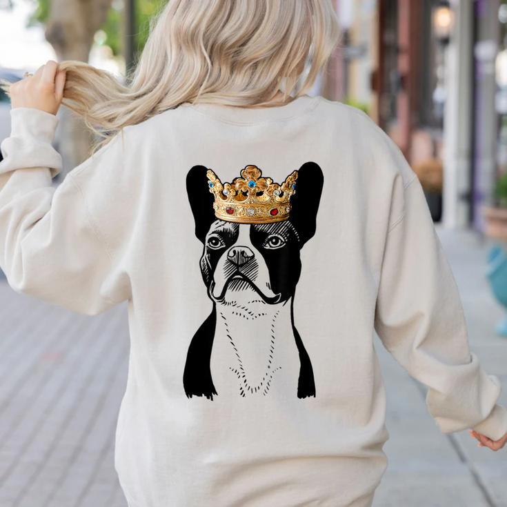 Boston Terrier Dog Wearing Crown For Men Women Girls Kids Women's Sweatshirt Back Print