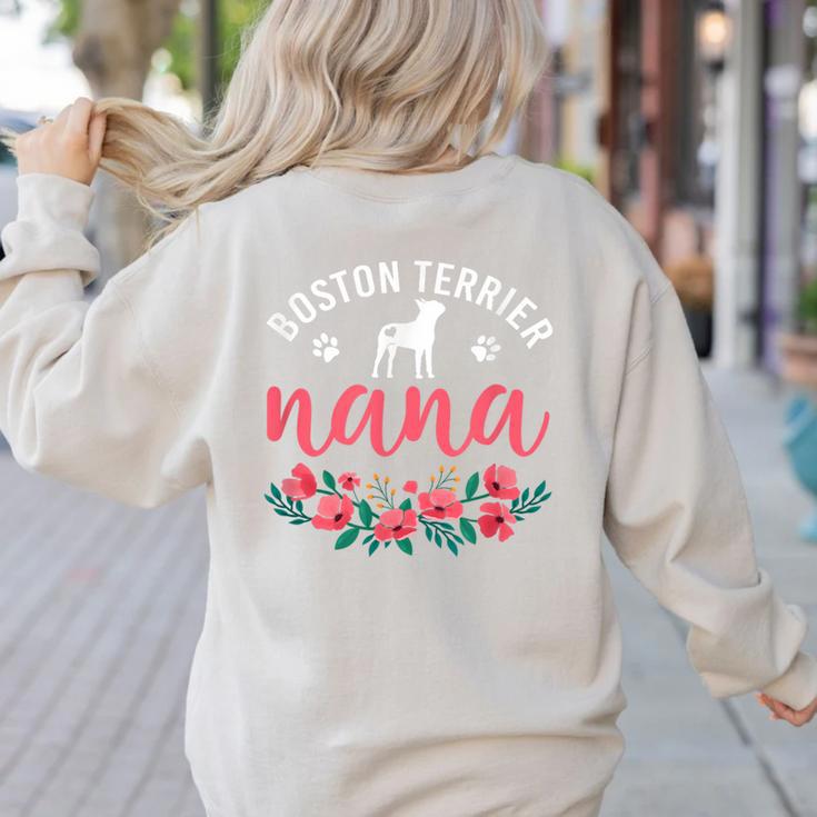 Boston Terrier Grandma Nana Dog Lover Christmas Women's Sweatshirt Back Print