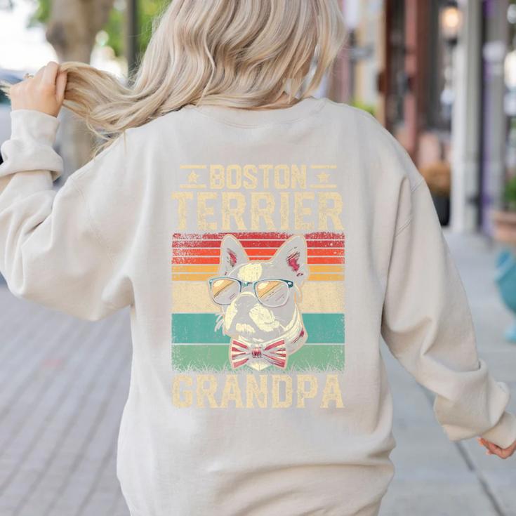 Boston Terrier Grandpa Dog Lover Father's Day Premium Women's Sweatshirt Back Print