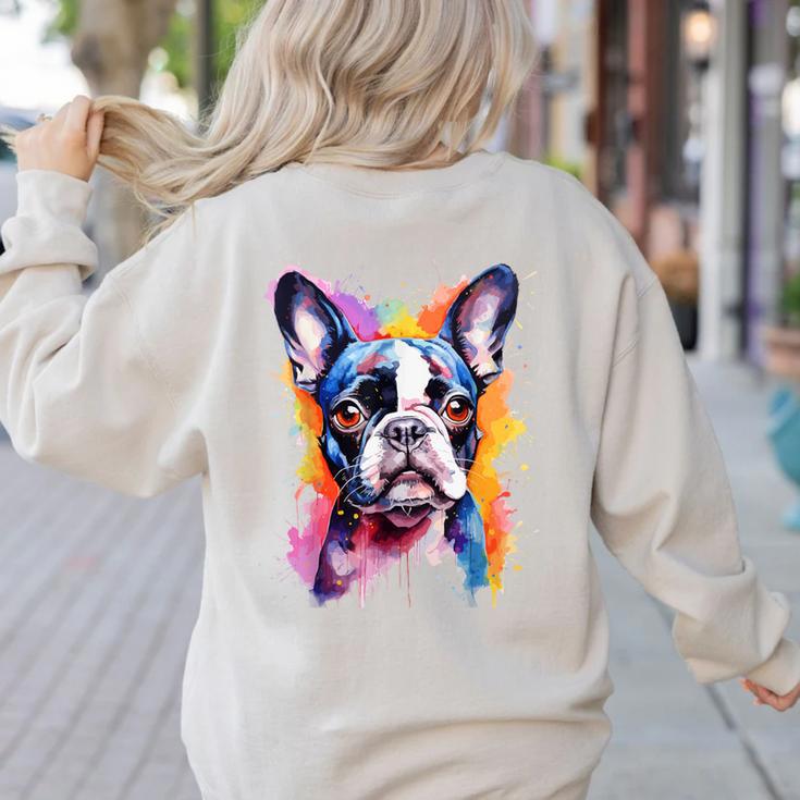 Boston Terrier Lover Pop Art Color Boston Terrier Dog For Men Women Girls Kids Women's Sweatshirt Back Print