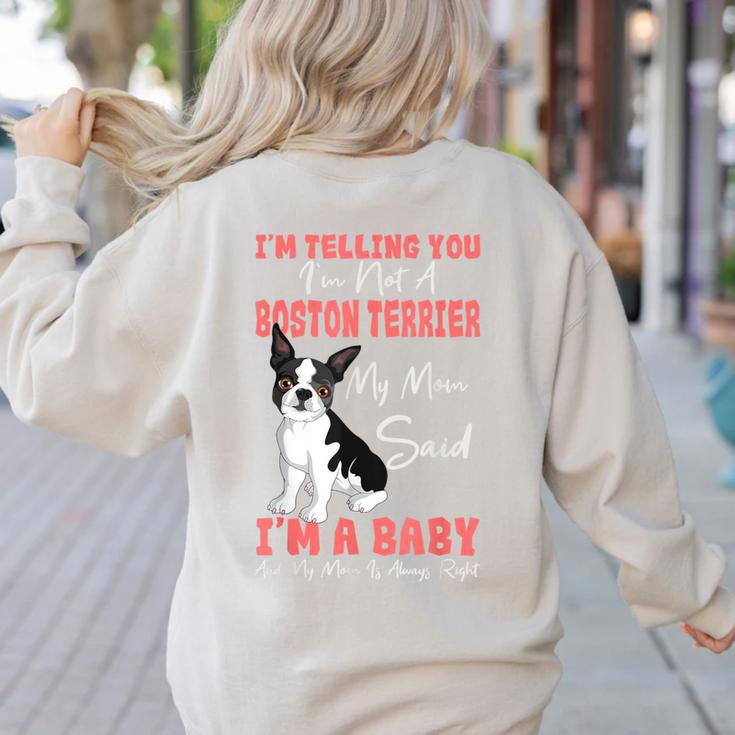 Boston Terrier Mom American Gentleman Dog Lover Mother's Day Women's Sweatshirt Back Print