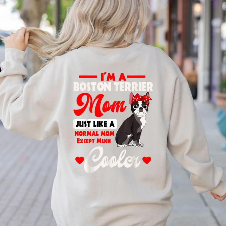 Boston Terrier Mom American Gentleman Dog Mother's Day Women's Sweatshirt Back Print