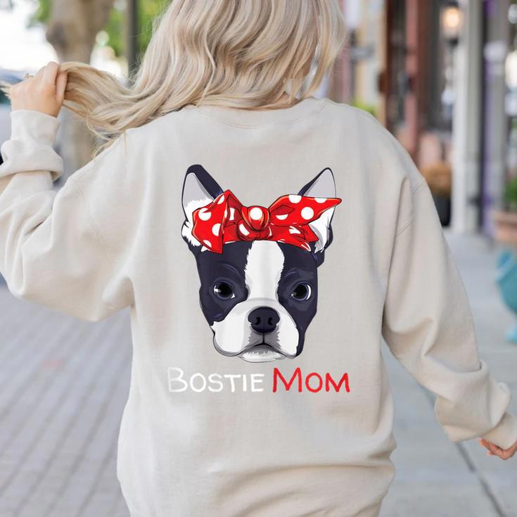 Boston Terrier Mom Bostie Women Girls Women's Sweatshirt Back Print