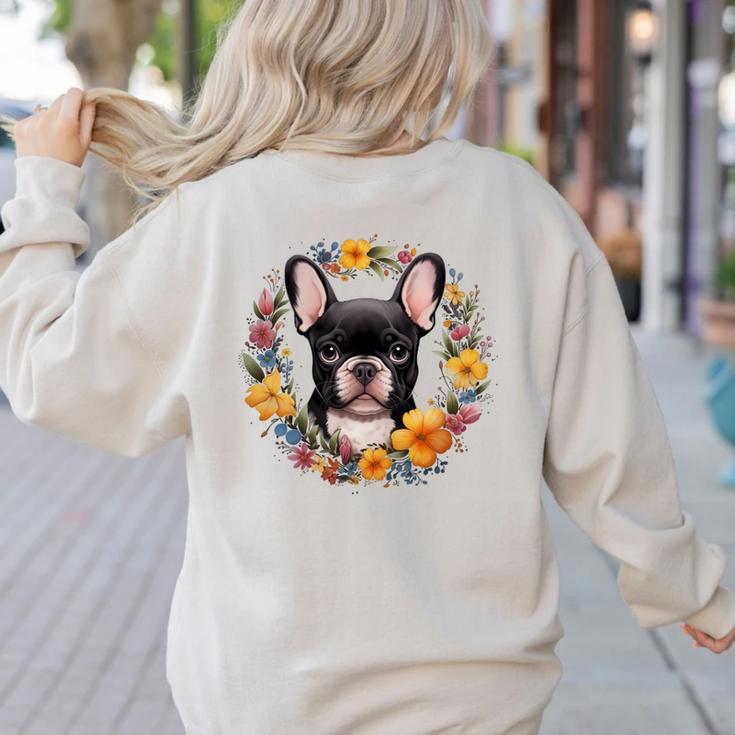 Boston Terrier Mom Floral Bostie Dog Lover Flowers Cute Women's Sweatshirt Back Print