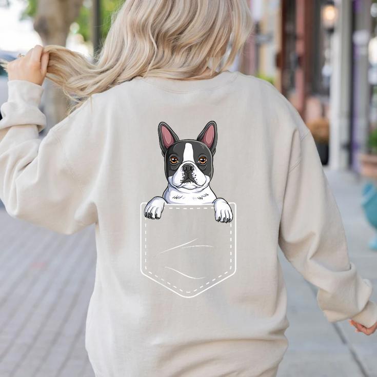 Boston Terrier In The Pocket Cute Boston Terrier Dog Lovers For Men Women Girls Kids Women's Sweatshirt Back Print