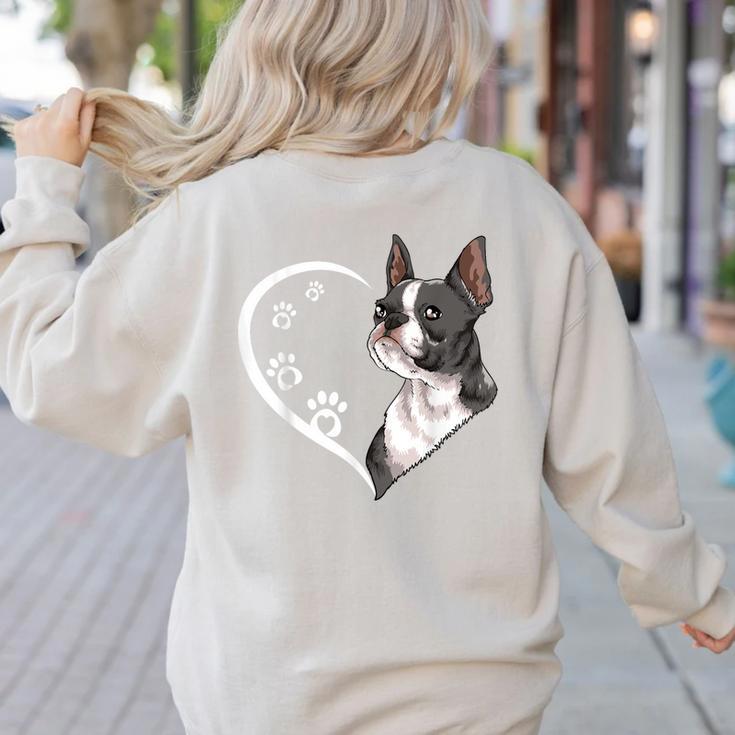 Boston Terrier Shirts For Women Girls Kids Heart Cute Women's Sweatshirt Back Print