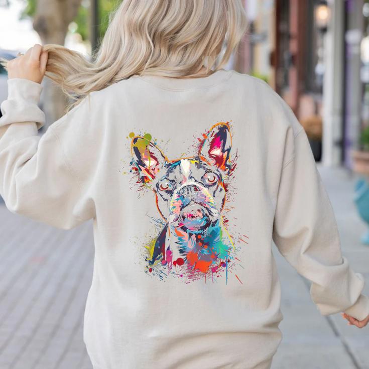 Boston Terrier Splash Women's Sweatshirt Back Print