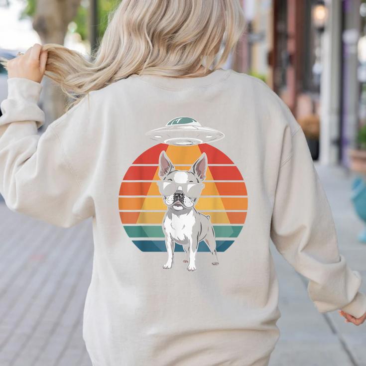 Boston Terrier UFO Alien Boston Terrier Dog Mom Dad Women's Sweatshirt Back Print