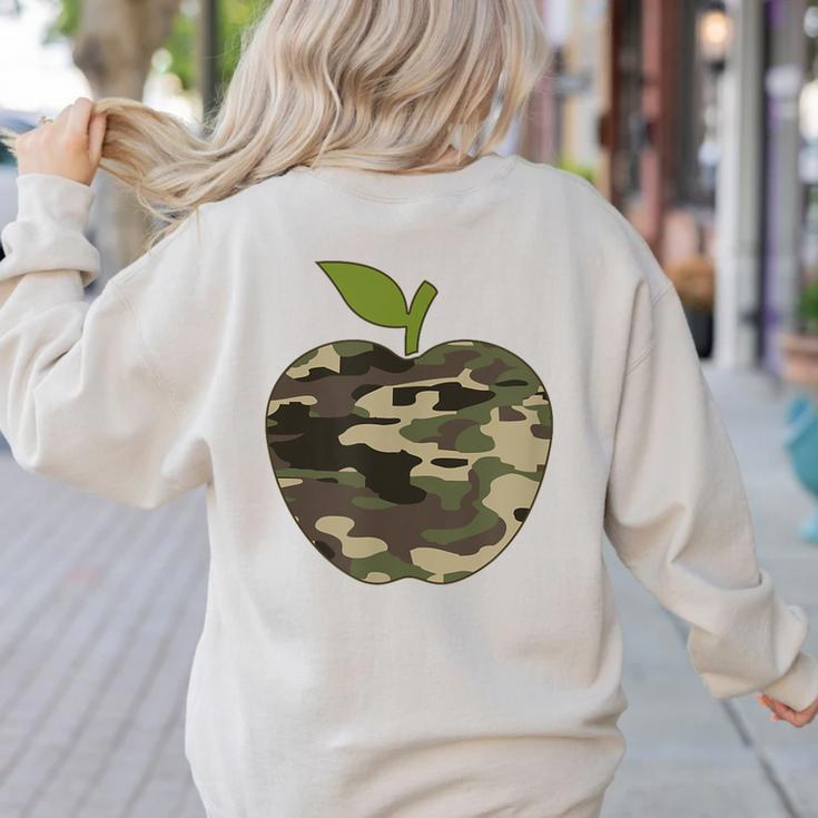 Camo Apple Camouflage Clothing School Student Camo Teacher Men Women Kids Women's Sweatshirt Back Print