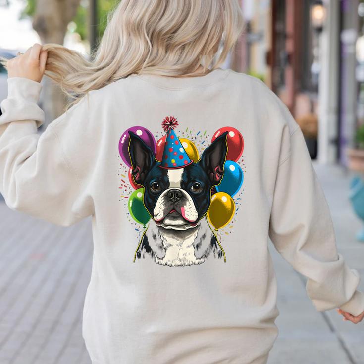 Celebration Event Birthday Party Boston Terrier Women's Sweatshirt Back Print