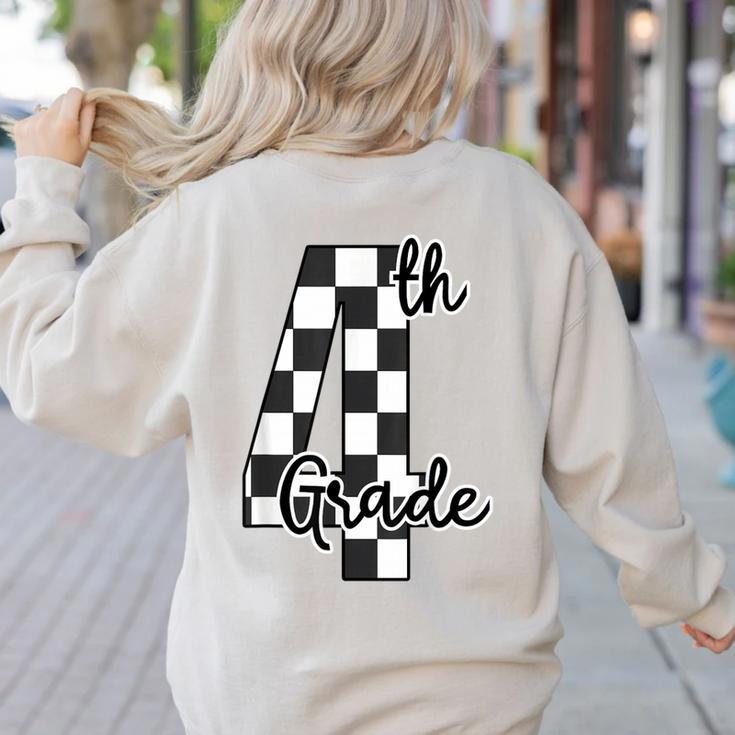 Checkered Fourth Grade Back To School Teachers Students Women's Sweatshirt Back Print