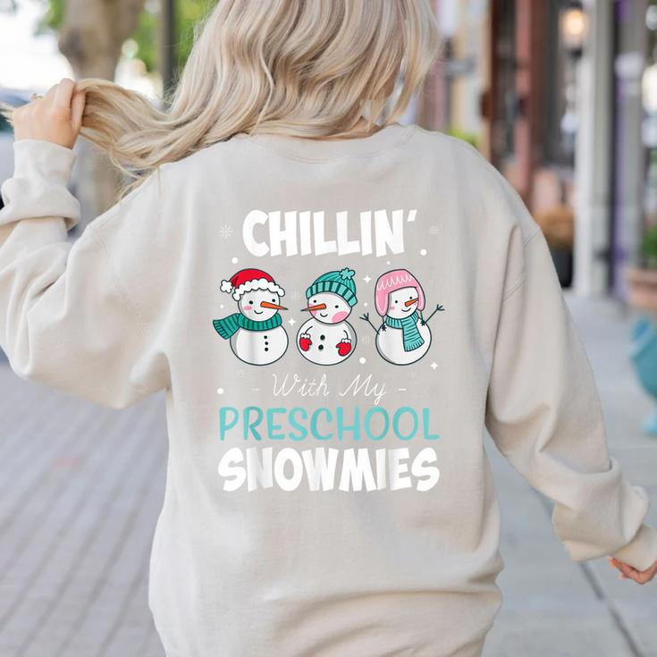 Chillin' With My Preschool Snowmies Teacher Christmas Men Women Kids Women's Sweatshirt Back Print Chillin' With My Preschool Snowmies Teacher Christmas Men Women Kids Women's Sweatshirt Back Print