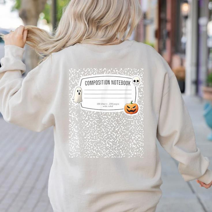 Composition Notebook Costume Adult Halloween For Teacher Women's Sweatshirt Back Print Composition Notebook Costume Adult Halloween For Teacher Women's Sweatshirt Back Print
