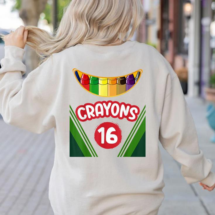Crayon Box Fun Teacher Student Crayon Squad Halloween 2023 Women's Sweatshirt Back Print Crayon Box Fun Teacher Student Crayon Squad Halloween 2023 Women's Sweatshirt Back Print