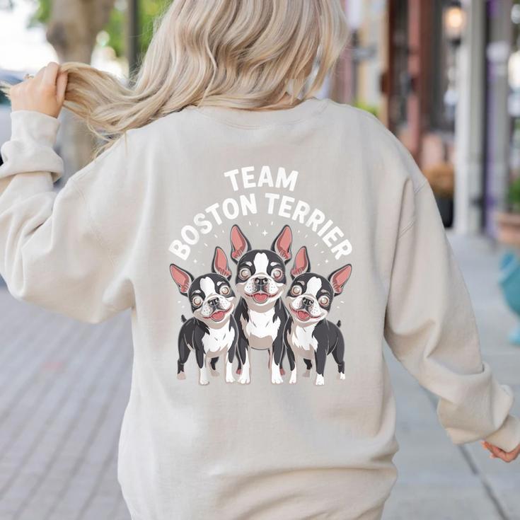 Cute Cartoon For Dog Owners Pet Team Boston Terrier Women's Sweatshirt Back Print