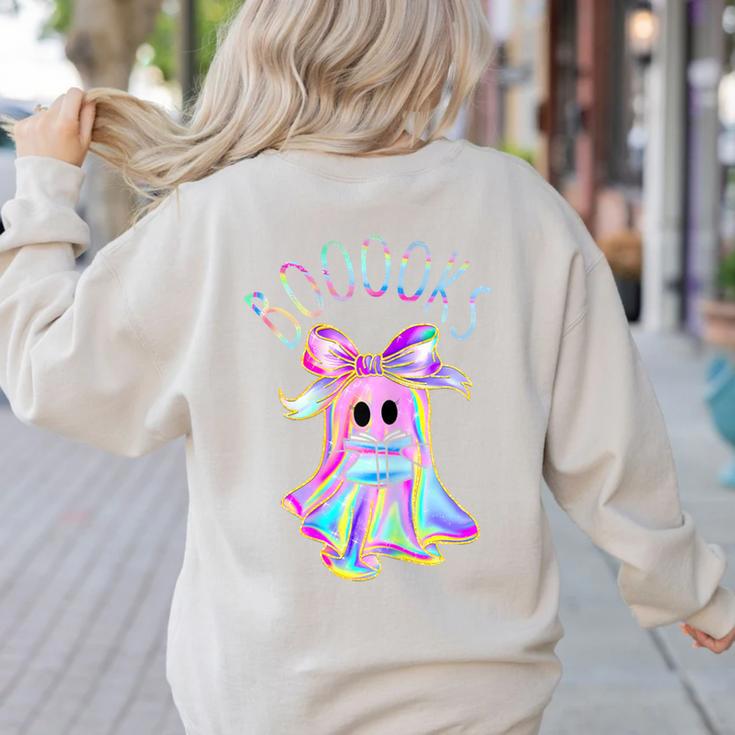 Cute Ghost Book Reading Halloween Teacher Top Girls Women Women's Sweatshirt Back Print Cute Ghost Book Reading Halloween Teacher Top Girls Women Women's Sweatshirt Back Print