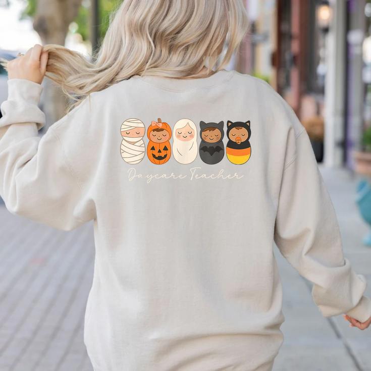 Daycare Teacher Halloween Infant Squad Spooky Childcare Fall Women's Sweatshirt Back Print