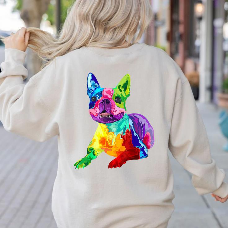 Dog Lover Boston Terrier Dog Colorful Boston Terrier Men Women Kids Women's Sweatshirt Back Print
