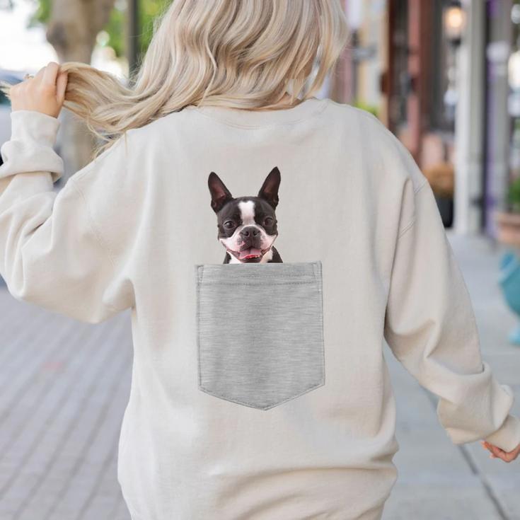 Dog In Your Pocket Boston Terrier For Men Women Girls Kids Women's Sweatshirt Back Print
