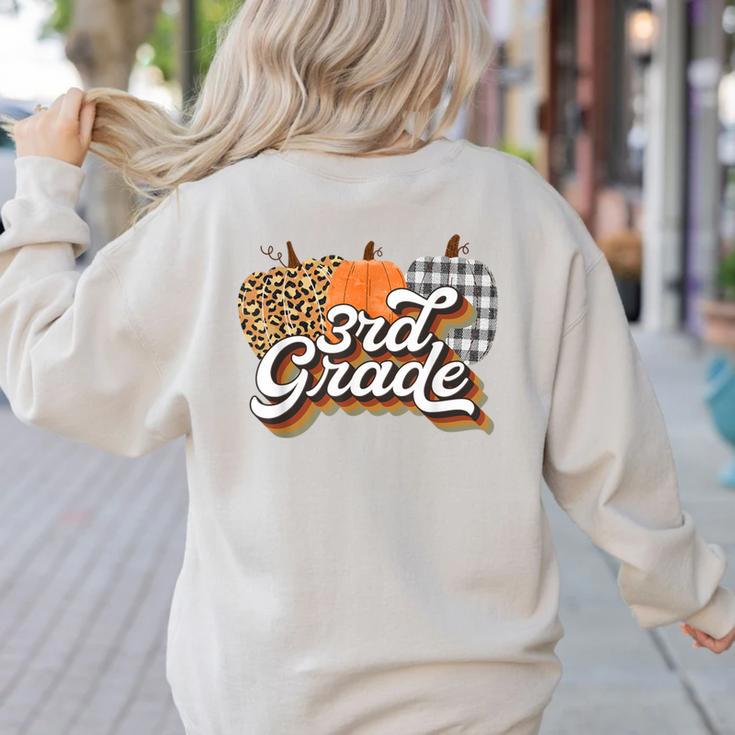 Fall Teacher Shirt 3rd Grade Teacher Retro Halloween Pumpkin Women's Sweatshirt Back Print Fall Teacher Shirt 3rd Grade Teacher Retro Halloween Pumpkin Women's Sweatshirt Back Print