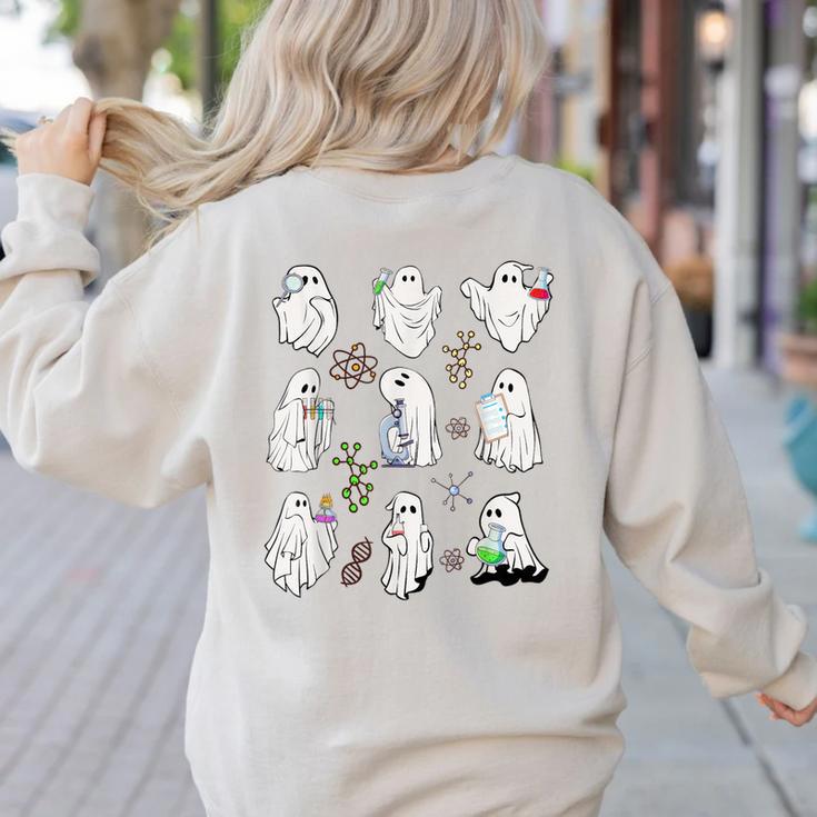 Ghost Science Teacher Chemistry Laboratory Halloween Costume Women's Sweatshirt Back Print Ghost Science Teacher Chemistry Laboratory Halloween Costume Women's Sweatshirt Back Print