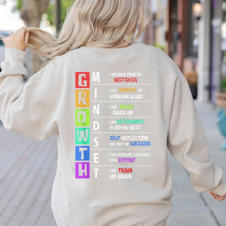 Growth Mindset Positive Motivational Classroom Teacher Learn Women's Sweatshirt Back Print Growth Mindset Positive Motivational Classroom Teacher Learn Women's Sweatshirt Back Print