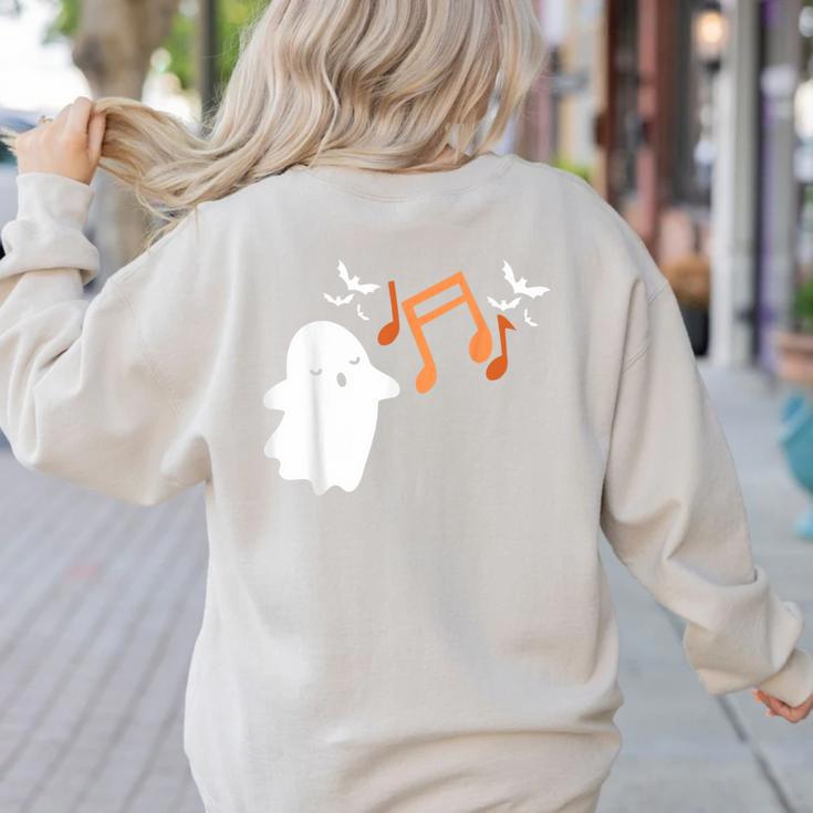 Halloween Music Note Ghost Teacher Fall Musical Instrument Women's Sweatshirt Back Print