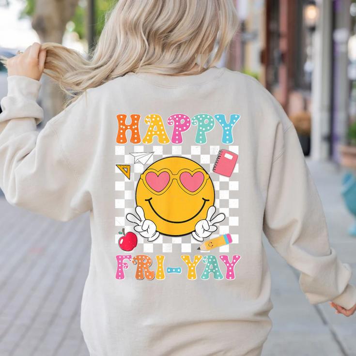 Happy Fri-Yay Groovy Teacher Friday Weekend Fri Yay Women's Sweatshirt Back Print Happy Fri-Yay Groovy Teacher Friday Weekend Fri Yay Women's Sweatshirt Back Print