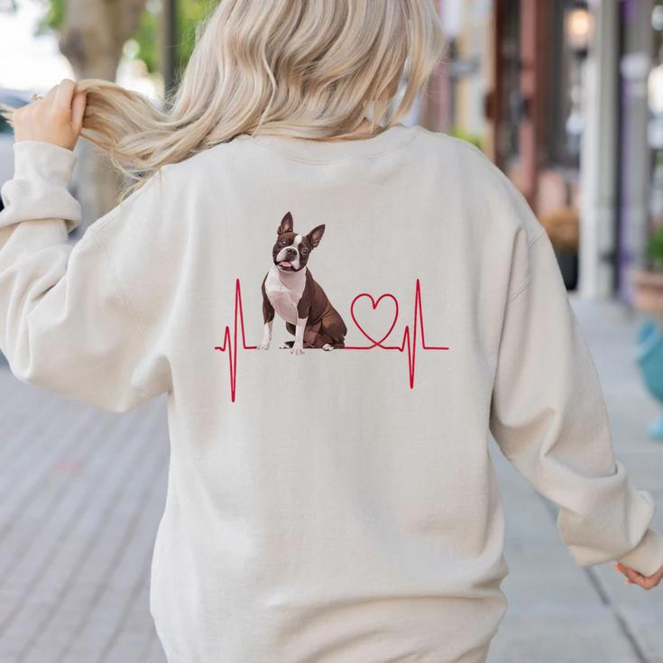 Heartbeat Boston Terrier Dog Women's Sweatshirt Back Print