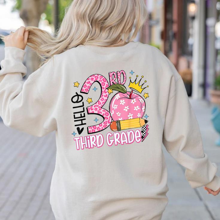 Hello 3rd Third Grade Back To School Pink Leopard Teacher Women's Sweatshirt Back Print Hello 3rd Third Grade Back To School Pink Leopard Teacher Women's Sweatshirt Back Print