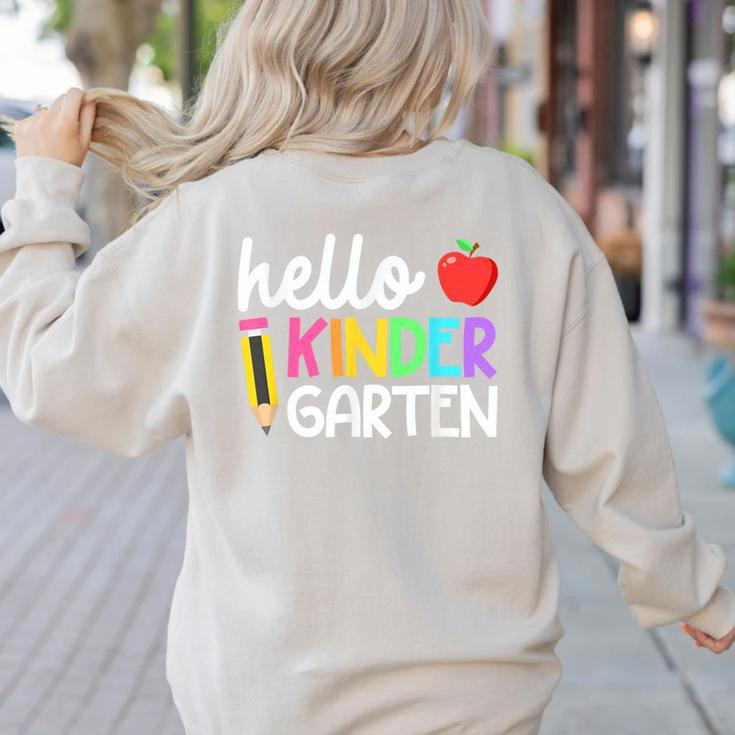 Hello Kindergarten Team Kinder Back To School Teacher Kids Women's Sweatshirt Back Print Hello Kindergarten Team Kinder Back To School Teacher Kids Women's Sweatshirt Back Print