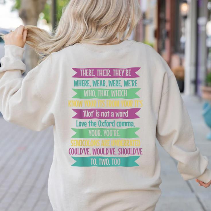 Their There And They'Re English Teacher Men Women Women's Sweatshirt Back Print