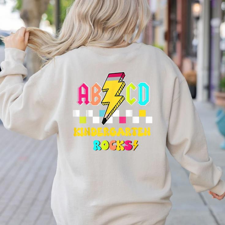 Kindergarten ABCD Rocks Teacher Student Back To School Women's Sweatshirt Back Print Kindergarten ABCD Rocks Teacher Student Back To School Women's Sweatshirt Back Print