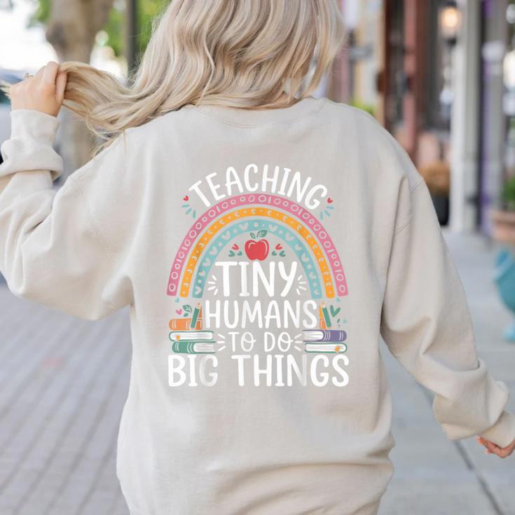Kindergarten Teacher Tiny Humans Pre-School Teacher Women's Sweatshirt Back Print