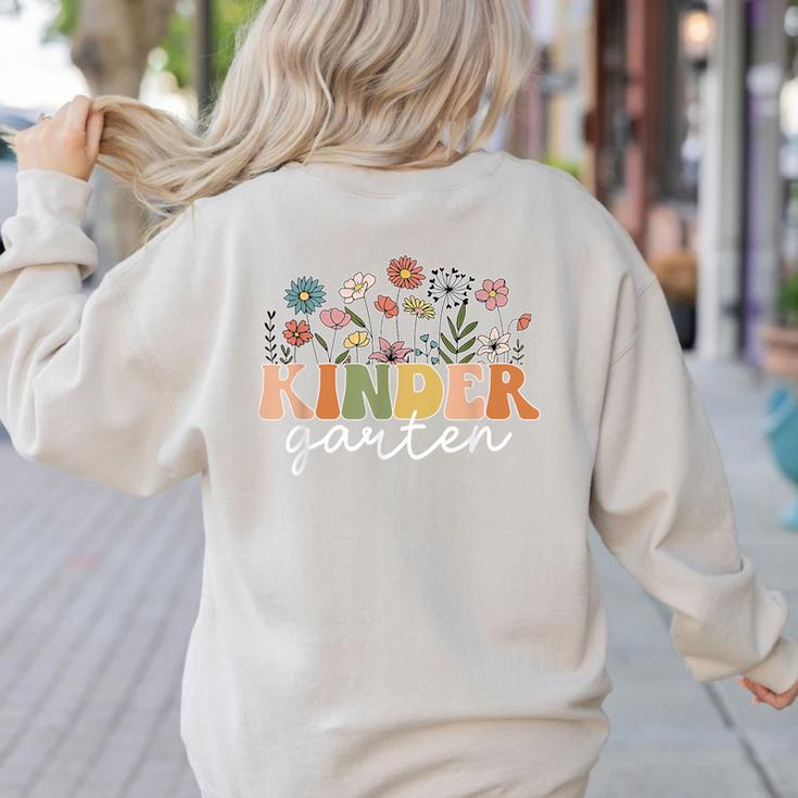 Kindergarten Teacher Wildflower Back To School Floral Outfit Men Women Women's Sweatshirt Back Print Kindergarten Teacher Wildflower Back To School Floral Outfit Men Women Women's Sweatshirt Back Print