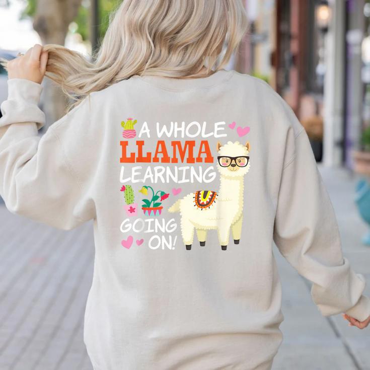 Llama LearningShirt Teachers Students Alpaca Lovers Women's Sweatshirt Back Print Llama LearningShirt Teachers Students Alpaca Lovers Women's Sweatshirt Back Print