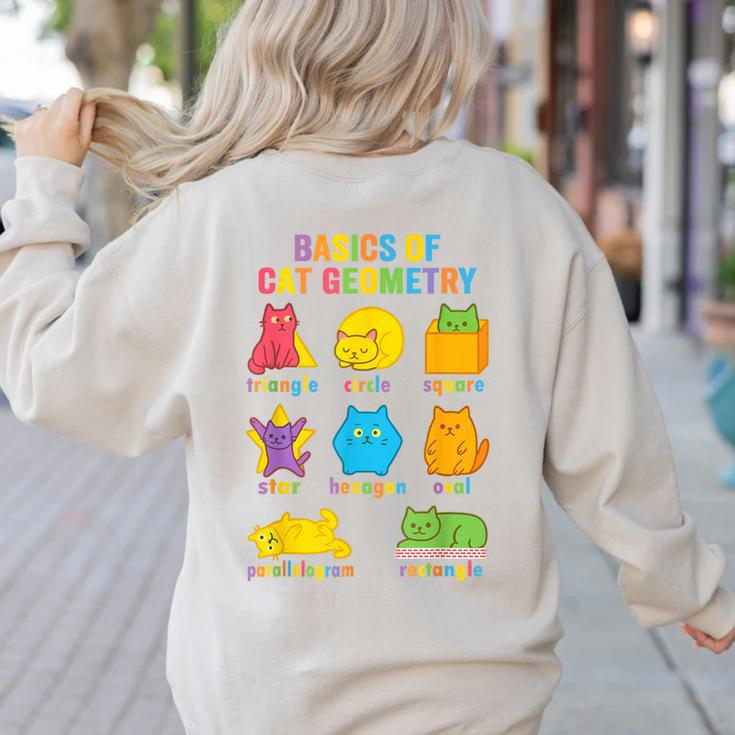 Math Cat Geometry Back To School Mathematics Teacher Women's Sweatshirt Back Print Math Cat Geometry Back To School Mathematics Teacher Women's Sweatshirt Back Print